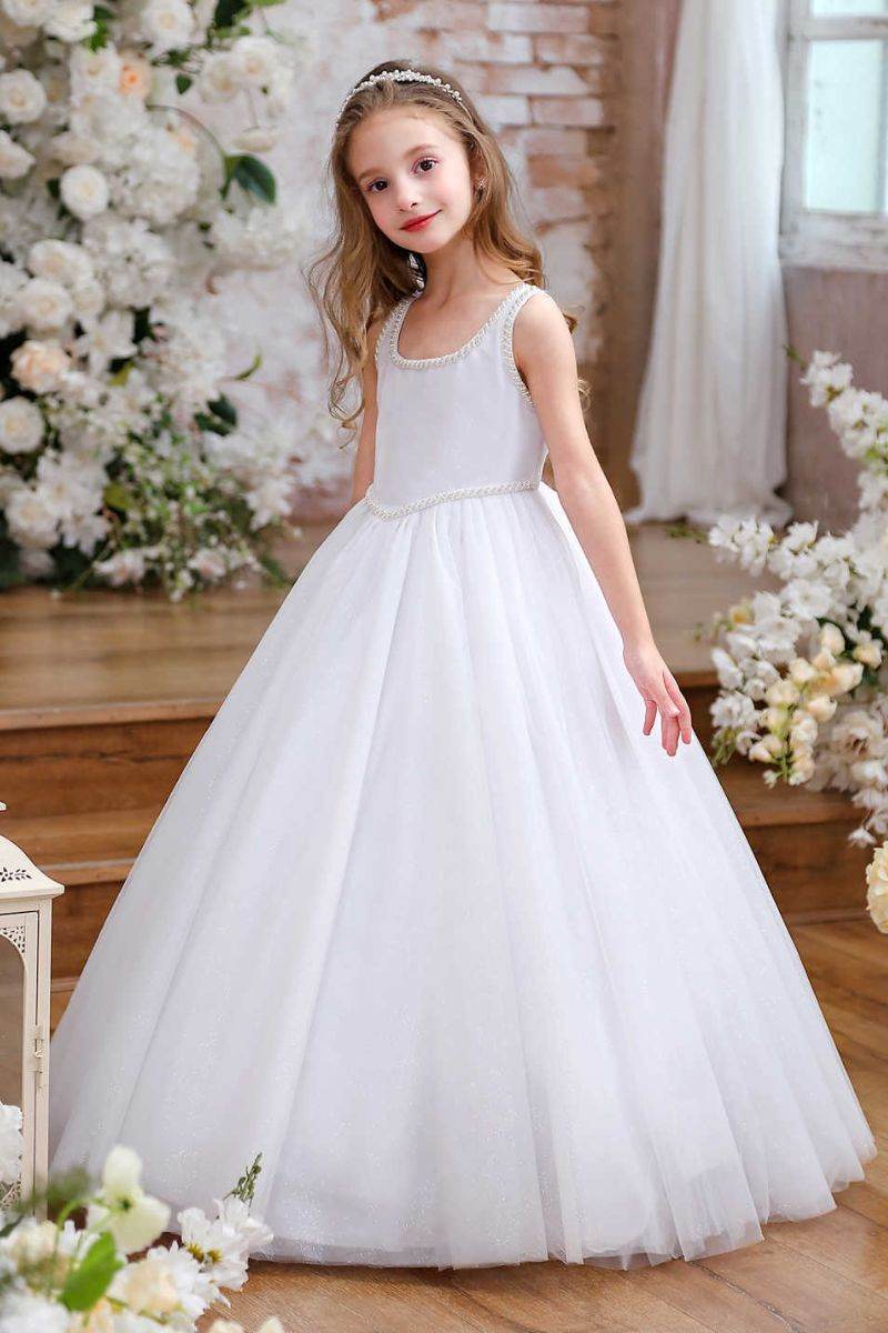 A-Line Maxi Tulle Flower Girl Dress CF0365 - COCOMELODY
